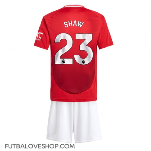 Dres Manchester United Luke Shaw #23 Domáci pre deti 2024-25 Krátky Rukáv (+ trenírky)